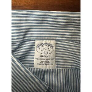 BROOKS BROTHERS Regent Non Iron Blue Striped Dress Shirt 16.5 -2/3
